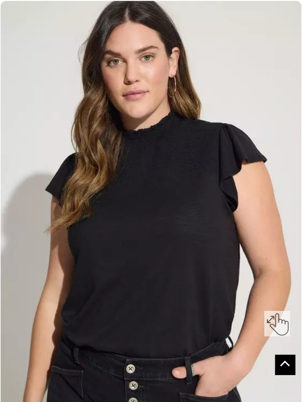 NWT Torrid Cotton Modal Jersey Smocked Mock Neck Top Size 0 / L